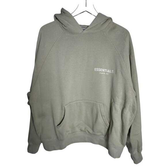 New Essentials Fear Of God Front Logo Pullover Hoodie Sage Size Small - Picture 6 of 10